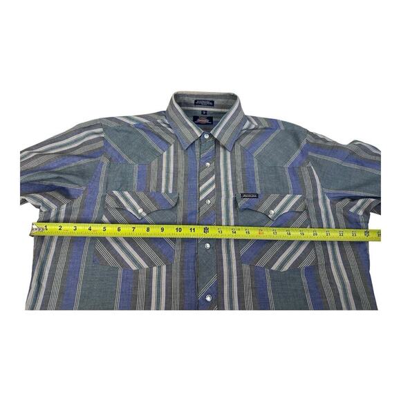 Dickies Men’s Pearl Snap Western Long Sleeve Striped Shirt Large Purple Denim - Picture 11 of 13